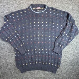 Vintage Jantzen Sport Crewneck Knit Sweater Mens XL Blue Cotton Grandpa Made USA